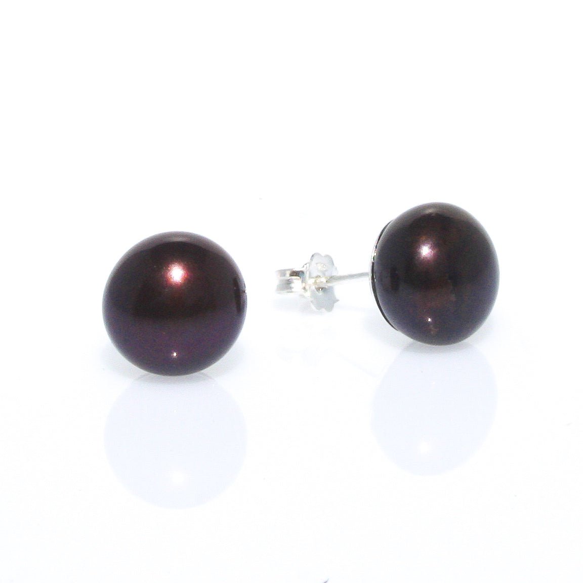 Black pearl studs silver 