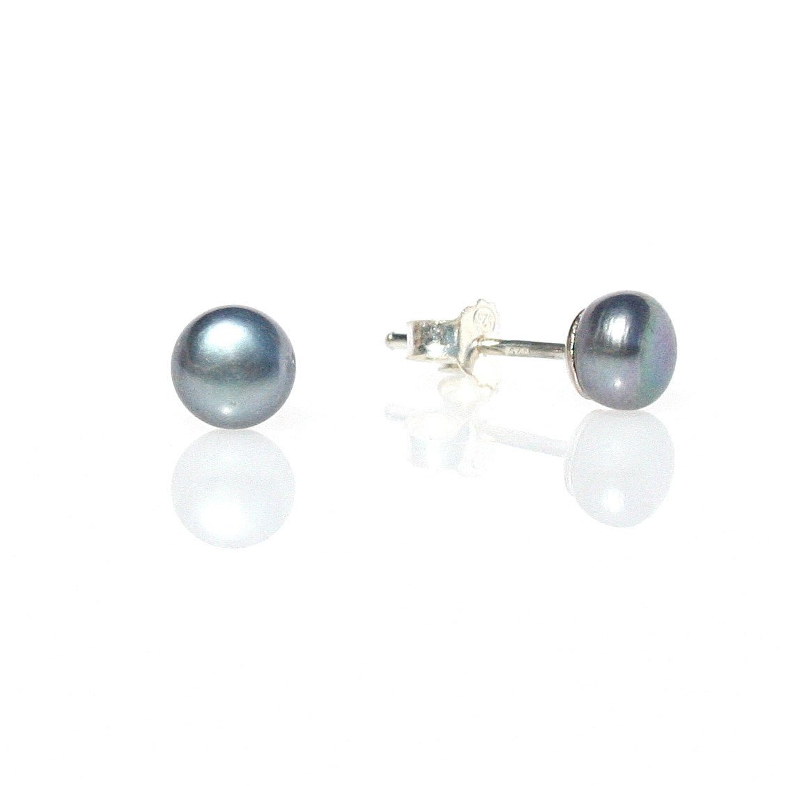 black pearl studs silver 