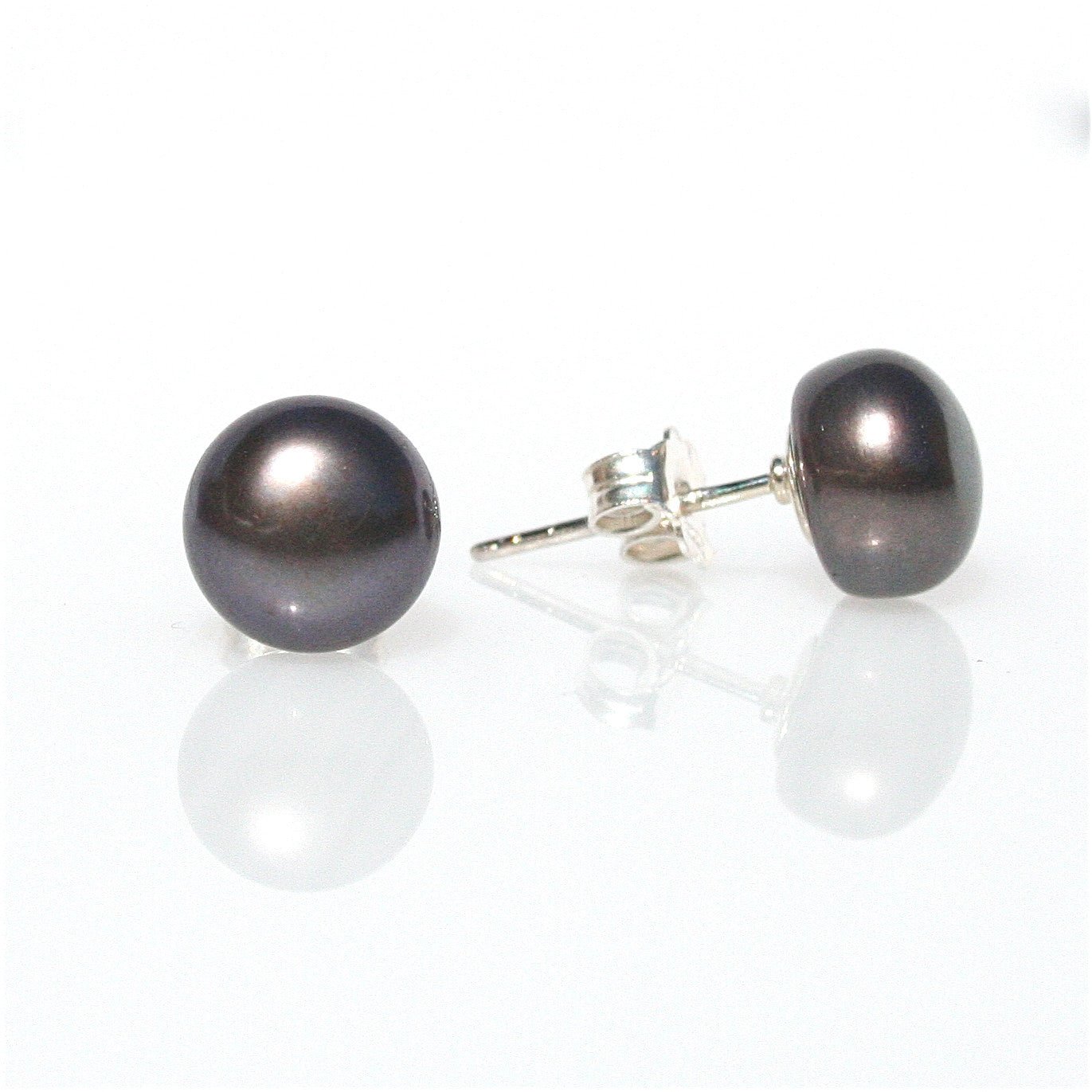 black pearl studs silver 