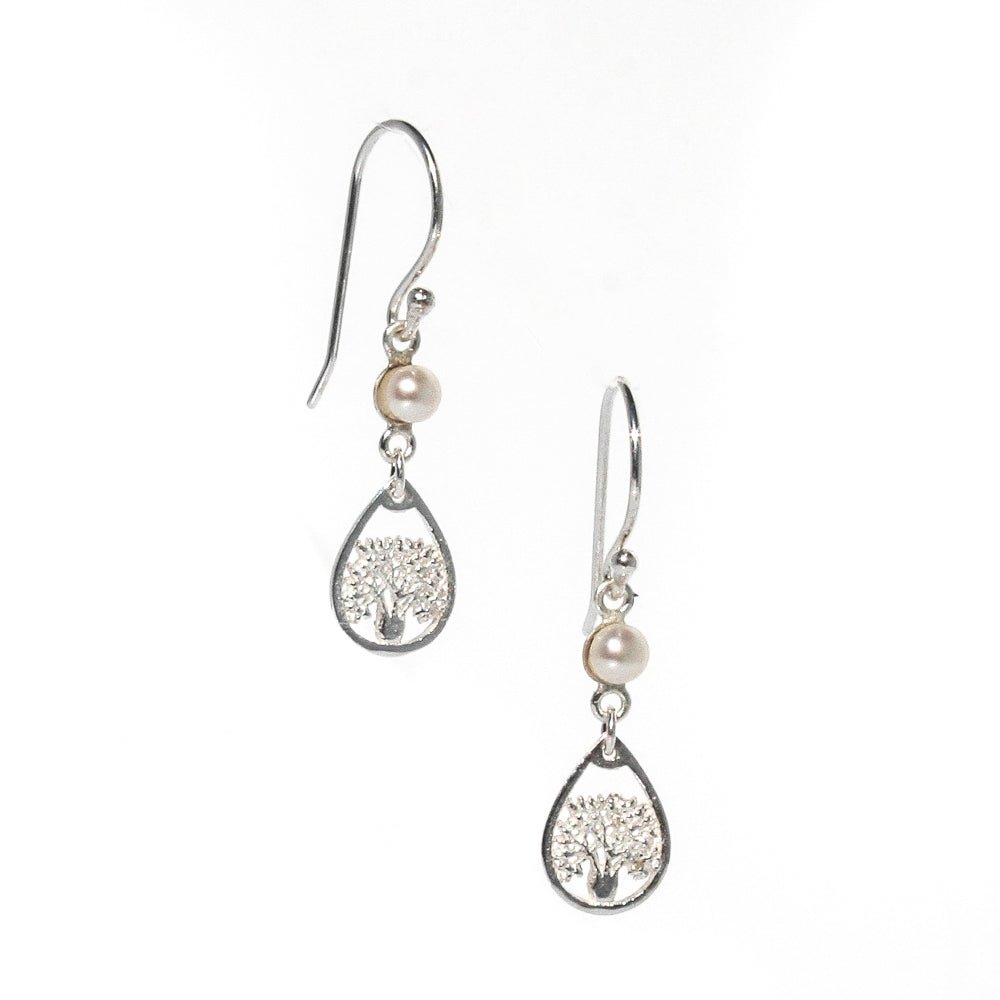 Boab Pearl dew drop earrings in 925 sterling silver with freshwater pearl designed in Broome Western Australia