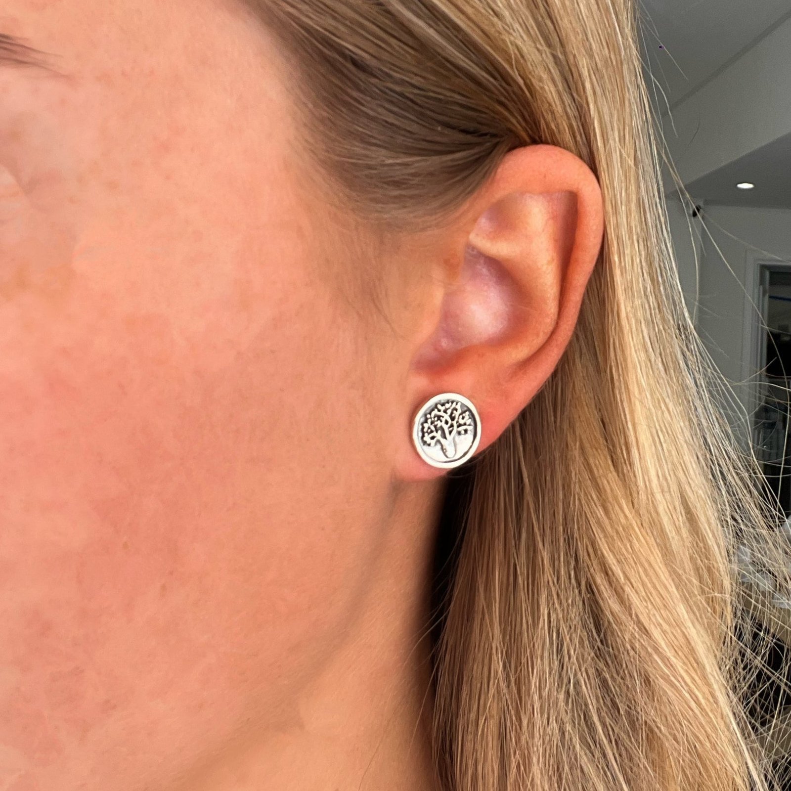 Boab Tree oxide stud earrings in 925 sterling silver with raised tree detail designed in Broome Western Australia