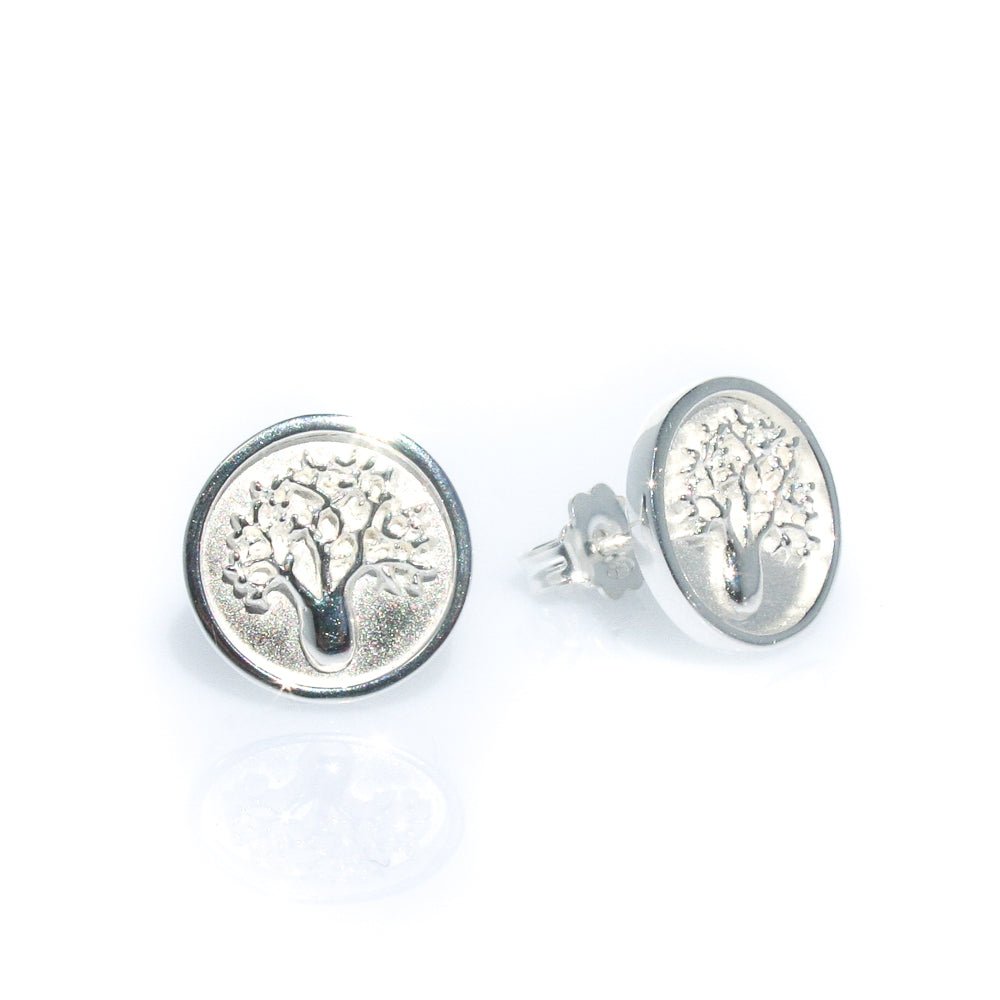 Boab Tree solid stud earrings in 925 sterling silver with raised tree detail designed in Broome Western Australia