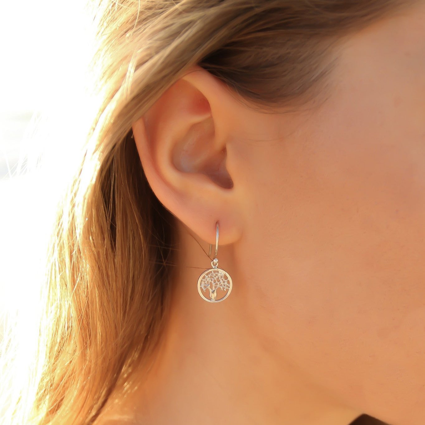 Boab Tree circular hook earrings in 925 sterling silver designed in Broome Western Australia