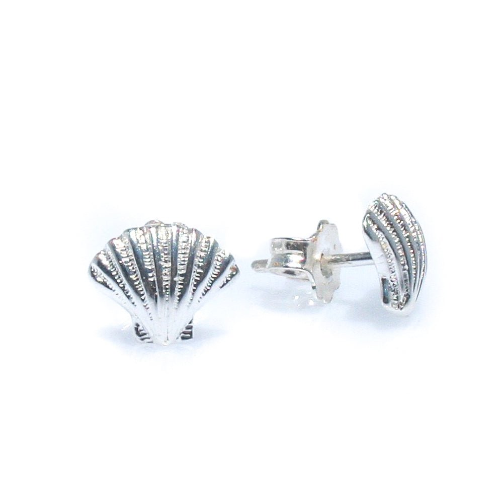 shell studs in sterling silver 