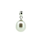 Australian South Sea pearl pendant set in premium 925 sterling silver with large bail designed for thicker neoprene necklaces.