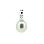 Australian South Sea pearl pendant set in premium 925 sterling silver with large bail designed for thicker neoprene necklaces.