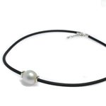 “Australian South Sea pearl neoprene necklace with sterling silver fittings designed in Broome Western Australia”