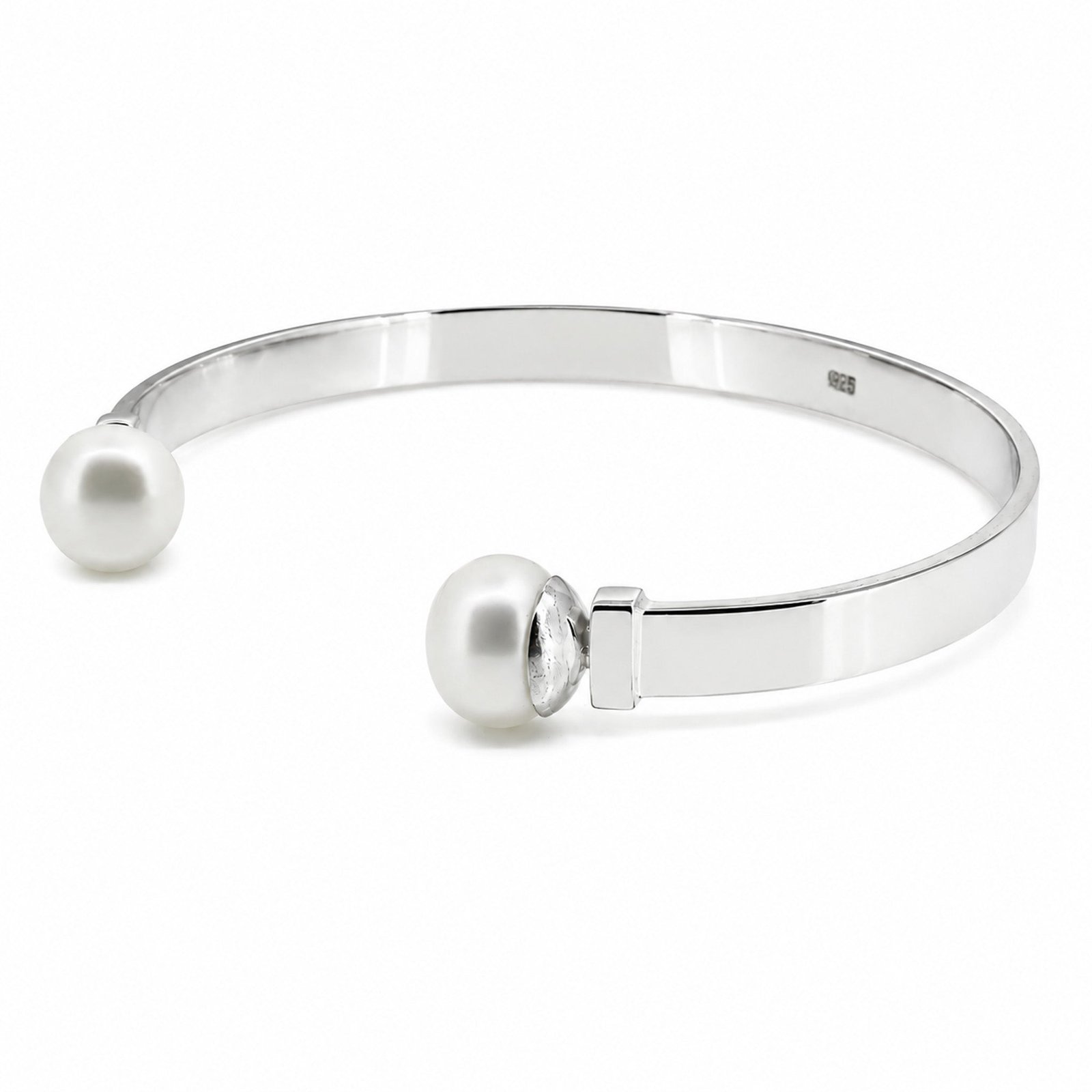 bold sterling silver cuff with pearl detail