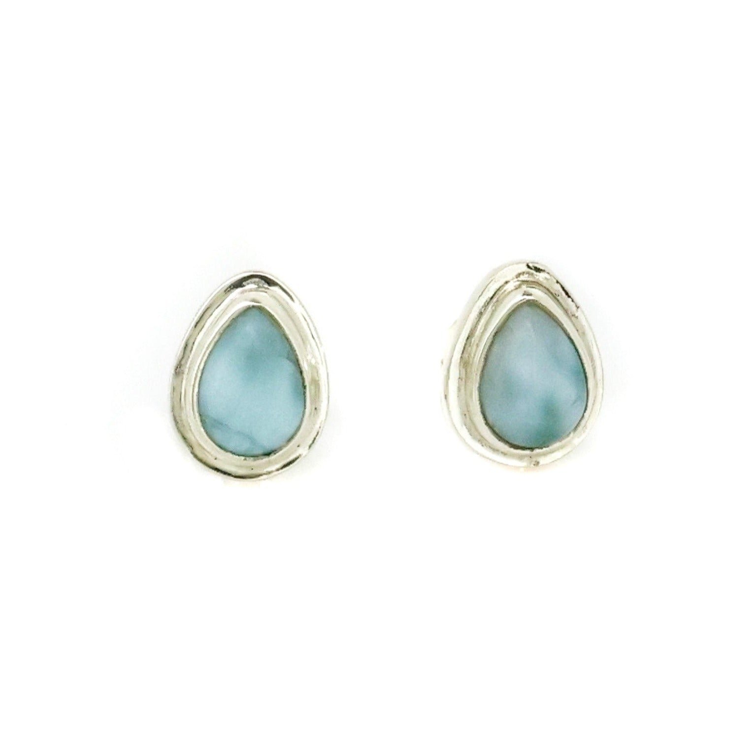 Azure Whispers larimar dew drop stud earrings large in sterling silver