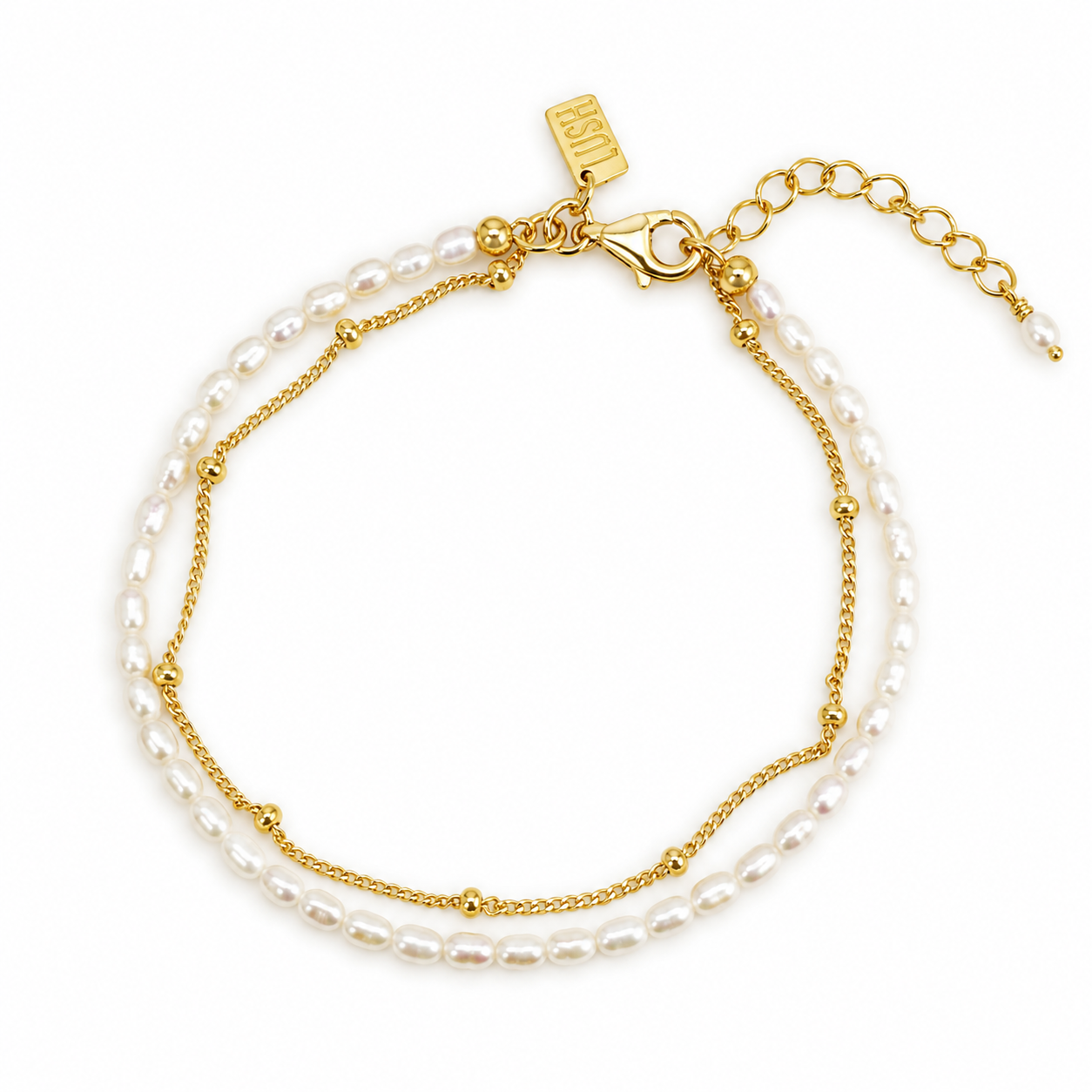 Cascade Pearl Bracelet Gold crafted with genuine freshwater pearls, premium gold vermeil chain, and elegant layered detailing inspired by the Australian coast.