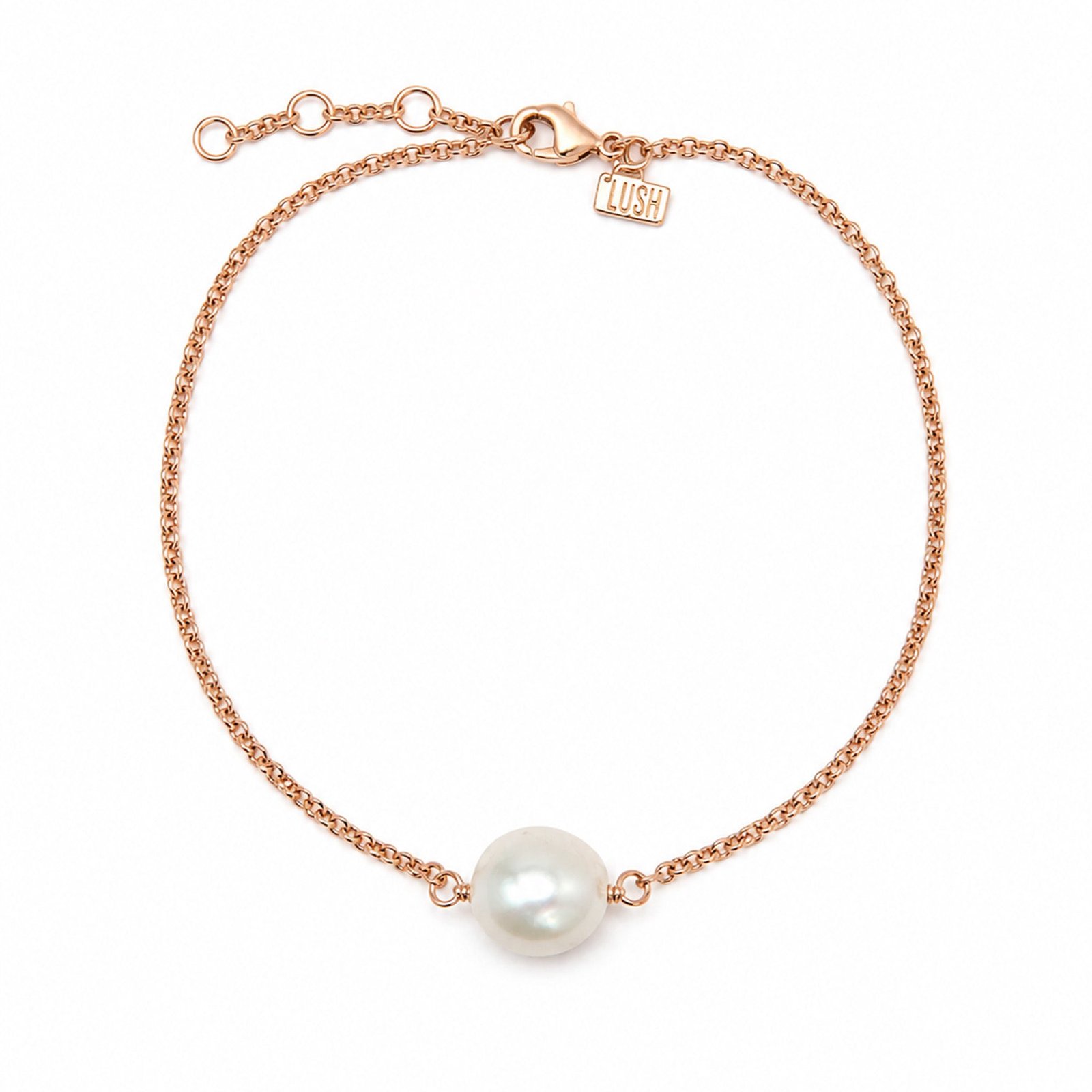 rose gold vermeil anklet with a freshwater keshi pearl designed in broome western australia by lush designs jewellery