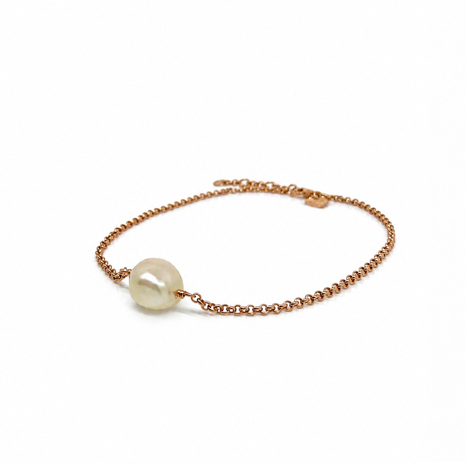 keshi pearl anklet on rose gold vermeil chain