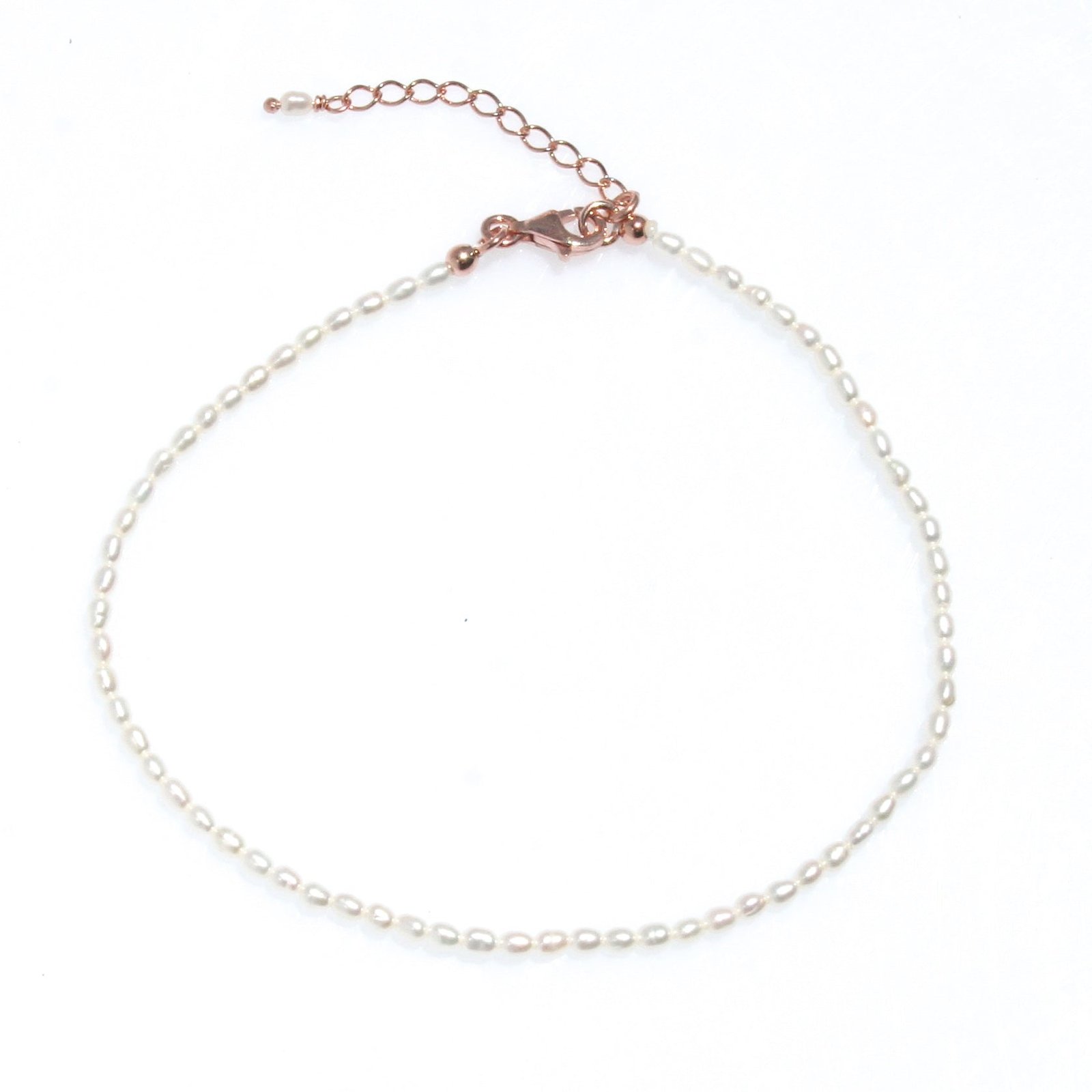 Mermaids Treasure pearl anklet in rose gold vermeil with genuine freshwater pearls