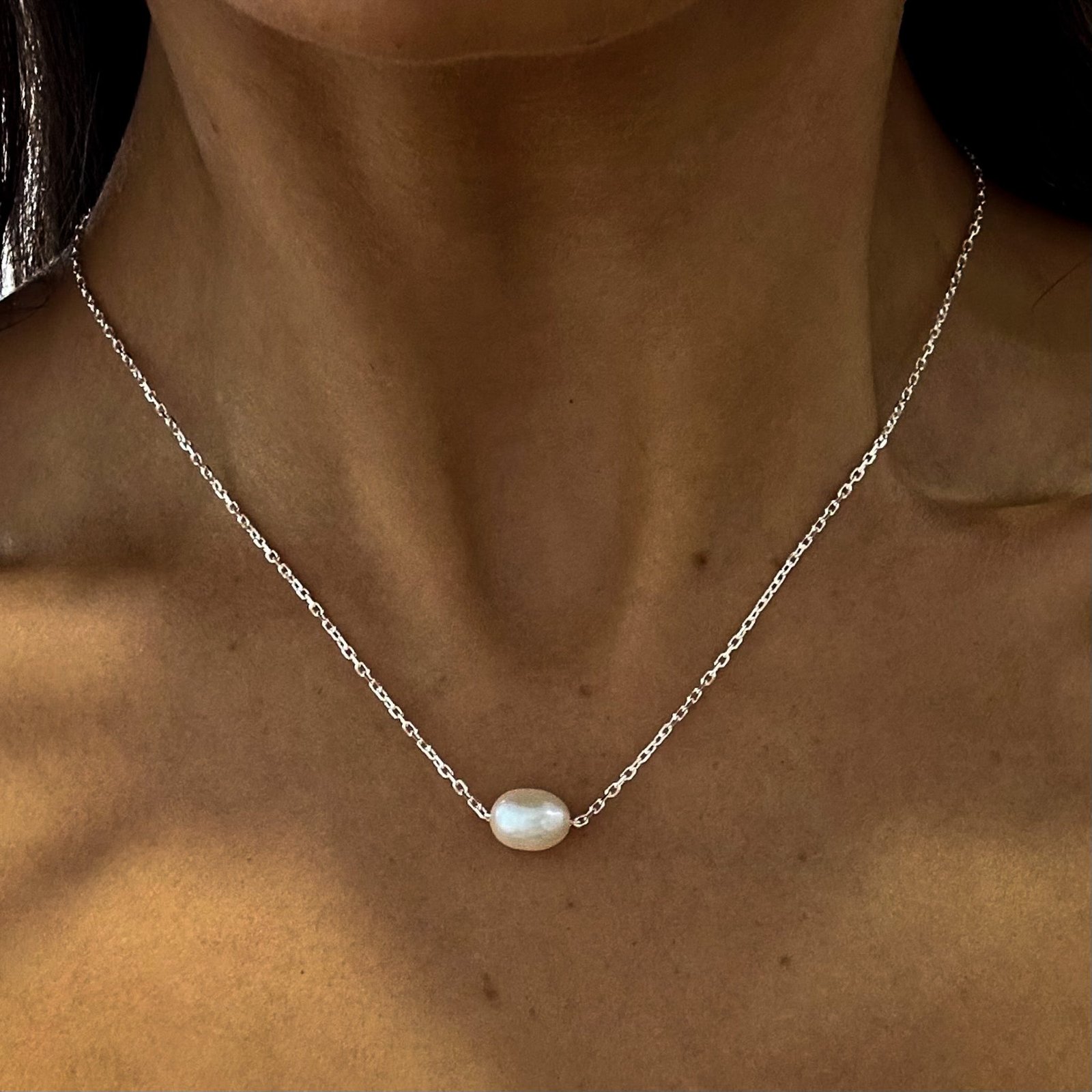 Seaside Glow Pearl Necklace Silver crafted in premium 925 sterling silver featuring genuine freshwater pearls in an elegant coastal-inspired necklace design.