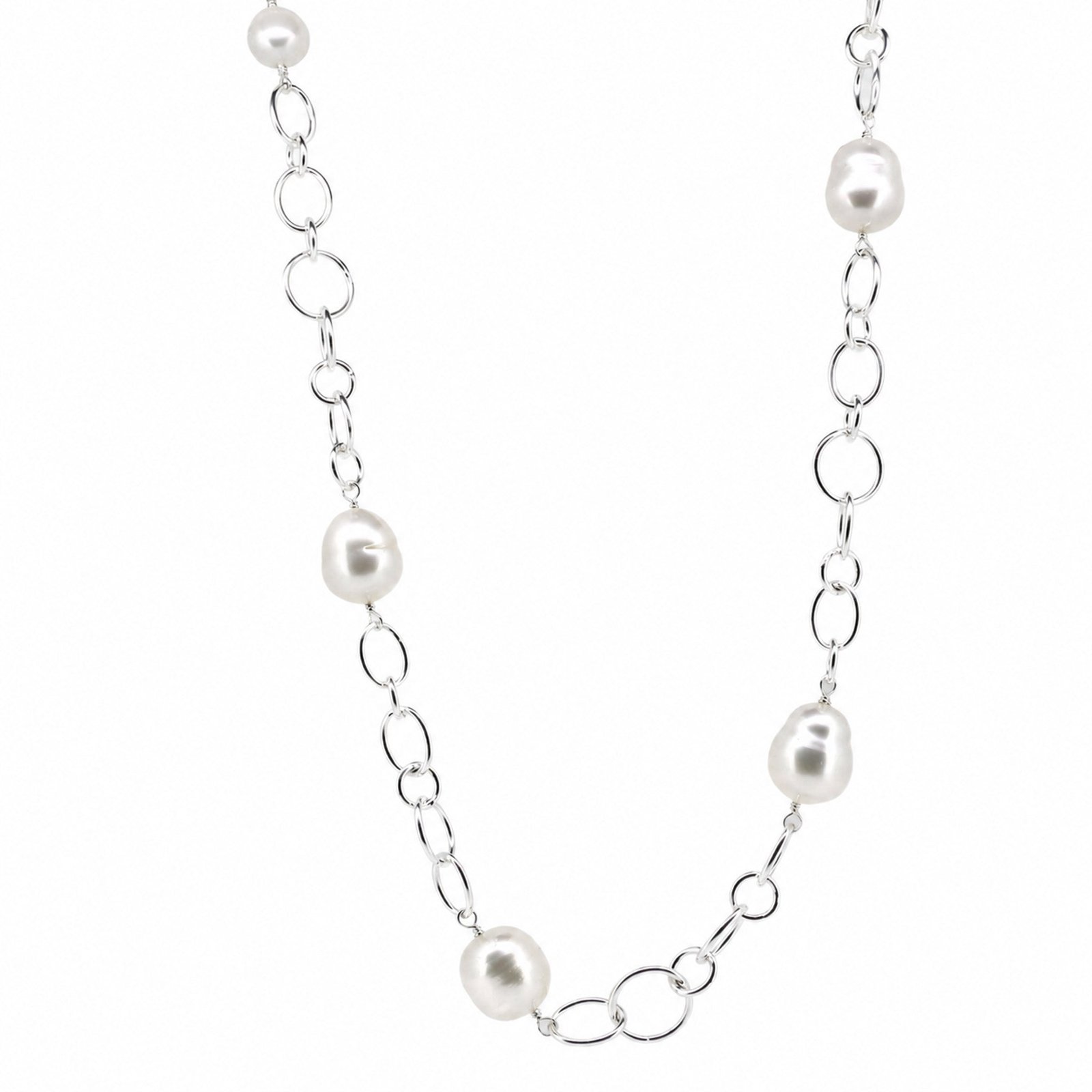 Australian south sea pearl necklace on heavy link silver chain