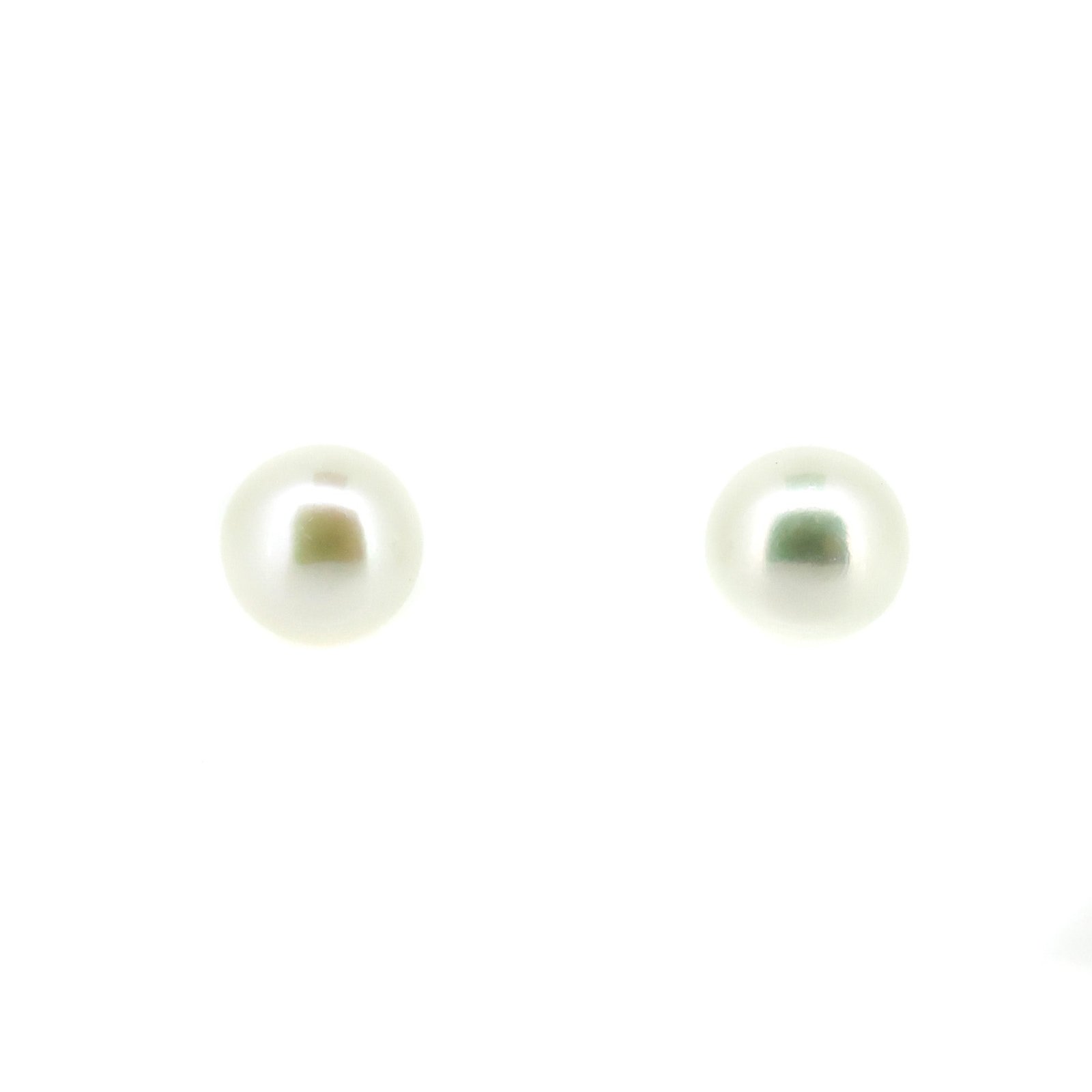 8mm white pearl studs in sterling silver 